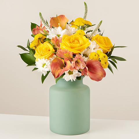 Before  Sunset  Yellow  Roses  and  Calla  Lilies - Flower Bouquets - Online Flower Delivery