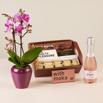 Pink Delight: Seleção de Orquídeas e Chocolates