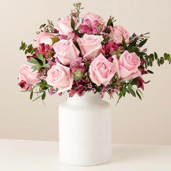 Pink Bloom: Roses and Alstroemerias