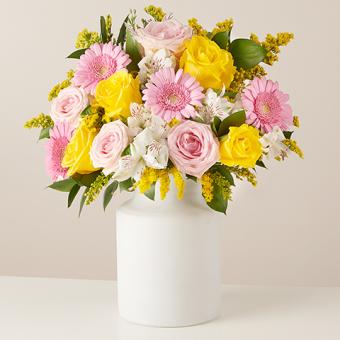 Product photo for Vibrant Energy: Yellow and Pink Roses