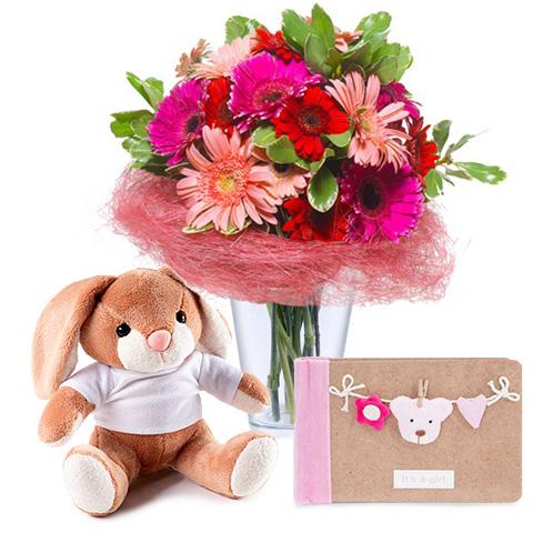 Gerberas y conejito