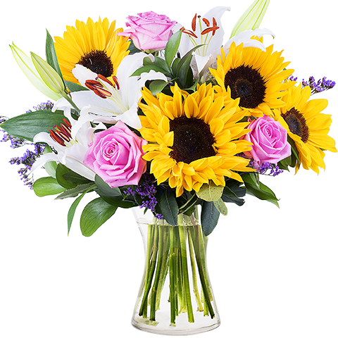 sunflower and lily wedding bouquet