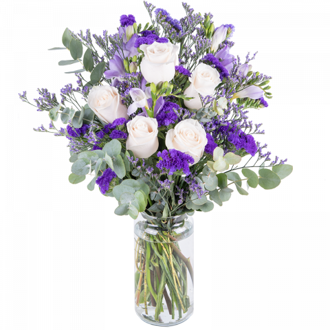 Envoyer Roses Blanches Et Freesias Violets Florachic