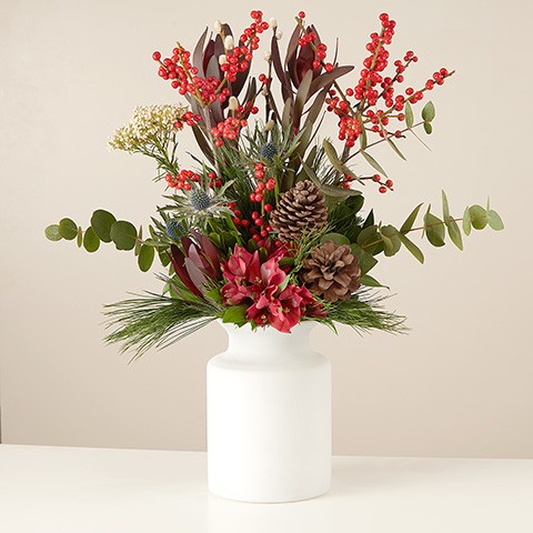 Jolly  Holly  Eryngium  and  Alstroemerias - Flower Bouquets - Online Flower Delivery