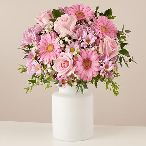 Product photo for Dressed in Pink: Roses and Gerberas