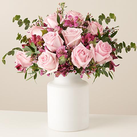 Product photo for Pink Bubbles: Roses and Alstroemerias