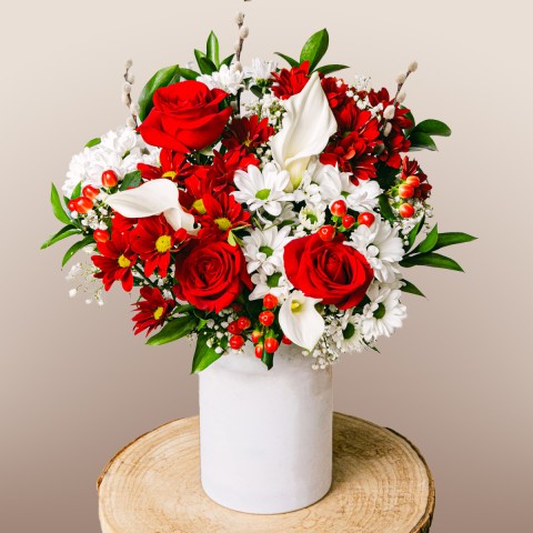 Image of Bouquet di Rose Rosse e Gigli055